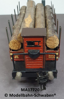 Märklin 17720 Spur 0, Blech, Rungenwagen, BrHs, bel.m.Holz, rotbraun, DR, Länge 165 mm