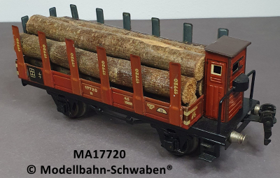 Märklin 17720 Spur 0, Blech, Rungenwagen, BrHs, bel.m.Holz, rotbraun, DR, Länge 165 mm