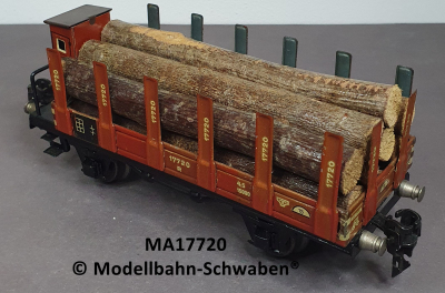 Märklin 17720 Spur 0, Blech, Rungenwagen, BrHs, bel.m.Holz, rotbraun, DR, Länge 165 mm