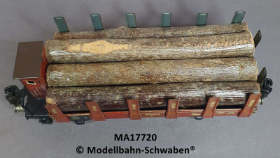 Märklin 17720 Spur 0, Blech, Rungenwagen, BrHs, bel.m.Holz, rotbraun, DR, Länge 165 mm