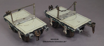 Märklin 1814 Spur 0, Paar Langholz-/ Drehschemelwagen ohne Ladung, vor 1929