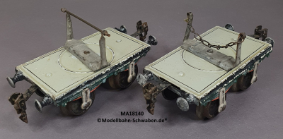 Märklin 1814 Spur 0, Paar Langholz-/ Drehschemelwagen ohne Ladung, vor 1929
