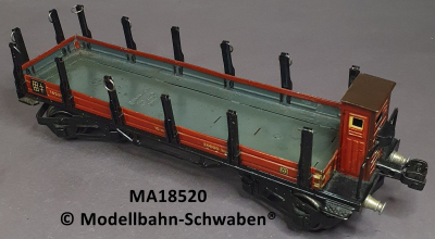 Märklin 1852 Spur 0, Blech Rungenwagen, Brhs., 4-Achs, rotbraun, 245 mm, Rungen mit Spannringen