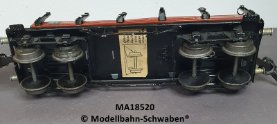 Märklin 1852 Spur 0, Blech Rungenwagen, Brhs., 4-Achs, rotbraun, 245 mm, Rungen mit Spannringen