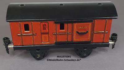 Märklin 18750 Spur 0, Blech Gepäckwagen, Schiebetüren, Rotbraun, 165 mm