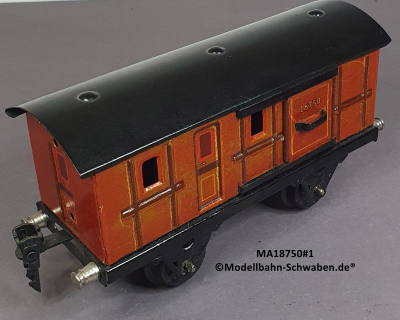 Märklin 18750 Spur 0, Blech Gepäckwagen, Schiebetüren, Rotbraun, 165 mm