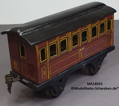 Märklin 18921 Spur 1, Personenwagen, J.E.V., 3.Kl., rotbraun, um ca. 1920