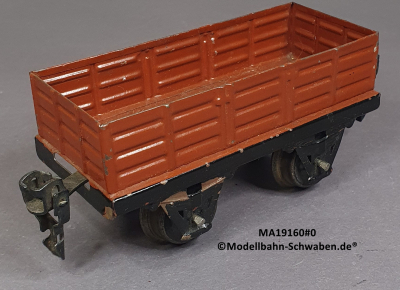 Märklin 19160 Spur 0, Blech, Offener Güterwagen, Bz. vor 1930, rotbraun, 130 mm