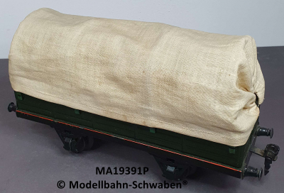 Märklin 19391P Spur 1, Blech, Planewagen mit Plane aus Stoff, dunkelgrün, Länge 245 mm