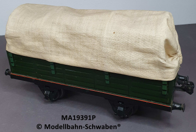 Märklin 19391P Spur 1, Blech, Planewagen mit Plane aus Stoff, dunkelgrün, Länge 245 mm
