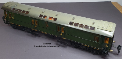 Märklin 19450 Spur 0, Post-/Gepäckwagen, Oberlichter, grün 400 mm