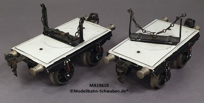 Märklin 1961 Spur 0, Paar Langholz-/ Drehschemelwagen ohne Ladung, ab ca. 1931