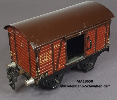 Märklin 19650 Spur 0, Blech Gedeckter Güterwagen, eine Türöffnung, rotbraun, 130 mm