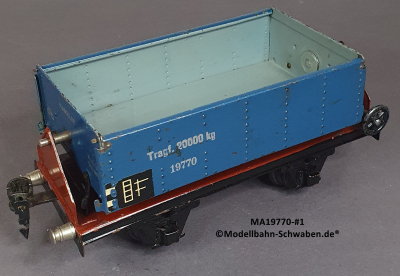 Märklin 19770 Spur 0, Blech Kippwagen, ab ca.1934, blau, 165 mm