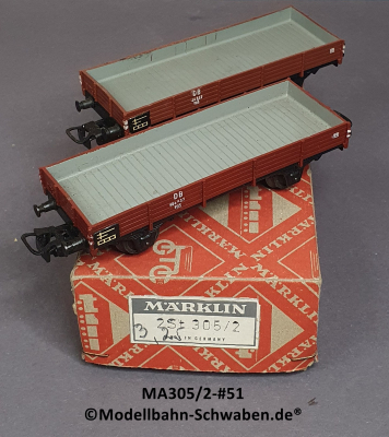 Märklin 305/2 H0 2 Stk. Niederbordwagen, DB, OVP, Bz. 1951
