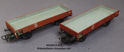 Märklin 305/2 H0 2 Stk. Niederbordwagen, DB, OVP, Bz. 1951 Märklin 305/2 H0 2 Stk. Niederbordwagen, DB, OVP, Bz. 1951