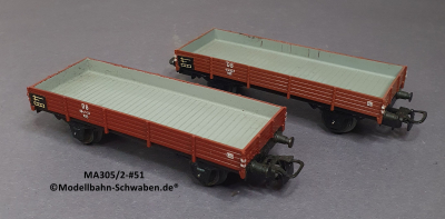 Märklin 305/2 H0 2 Stk. Niederbordwagen, DB, OVP, Bz. 1951 Märklin 305/2 H0 2 Stk. Niederbordwagen, DB, OVP, Bz. 1951