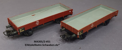 Märklin 305/2 H0 2 Stk. Niederbordwagen, DB, OVP, Bz. 1951 Märklin 305/2 H0 2 Stk. Niederbordwagen, DB, OVP, Bz. 1951