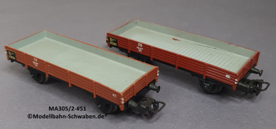 Märklin 305/2 H0 2 Stk. Niederbordwagen, DB, OVP, Bz. 1951 Märklin 305/2 H0 2 Stk. Niederbordwagen, DB, OVP, Bz. 1951