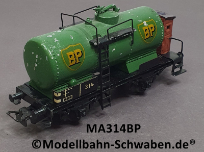 Märklin 314BP H0 Kesselwagen, BP, BN 314, Bremserhaus, Guss, Bz ca. ab 1949