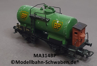Märklin 314BP H0 Kesselwagen, BP, BN 314, Bremserhaus, Guss, Bz ca. ab 1949