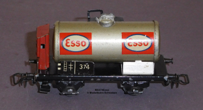 Märklin 374E2 H0 Blech Kesselwagen m. Bremserhaus 2-achsig Esso Bz: ca. 1949