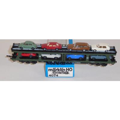 Märklin 4074 H0 Autotransportwagen beladen, DB, OVP