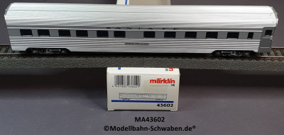 Märklin 43602 H0 Schnellzugwagen Streamliner Sleeper, Schlafwagen, AT & SF, OVP