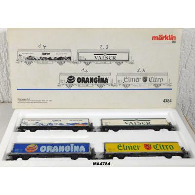 Märklin 4784 H0 Güterwagenset Migros, 4 Schiebewandwagen Hbis, SBB, OVP