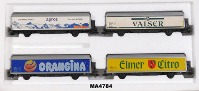 Märklin 4784 H0 Güterwagenset Migros, 4 Schiebewandwagen Hbis, SBB, OVP