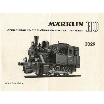 Märklin 68329 H0 Gebrauchsanleitung für Dampflok 3029 Ausgabe 09/61