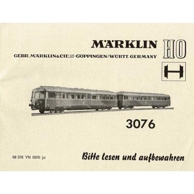 Märklin 68376 H0 Gebrauchsanleitung für Dieseltriebzug 3076 Ausgabe 03/70