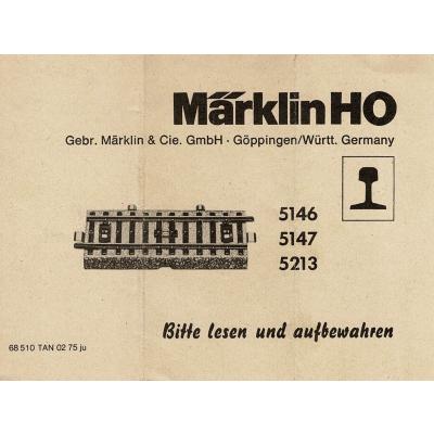 Märklin 68510 H0 Gebrauchsanleitung für Schaltgleis Ausgabe 02/75