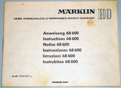 Märklin 68600 H0 Gebrauchsanleitung Anschluß der elektrischen Bahnen Ausgabe 04/57