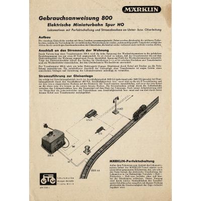 Märklin 800 H0 Gebrauchsanleitung Miniaturbahn 800 Ausgabe 11/51