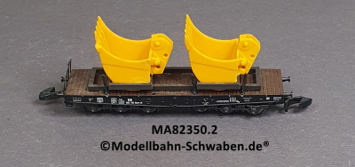 Märklin 82350.2 Z MINICLUB Schwerlast-Flachwagen m. 2 Baggerschaufeln, DB,