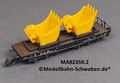 Märklin 82350.2 Z MINICLUB Schwerlast-Flachwagen m. 2 Baggerschaufeln, DB,