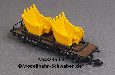 Märklin 82350.2 Z MINICLUB Schwerlast-Flachwagen m. 2 Baggerschaufeln, DB,