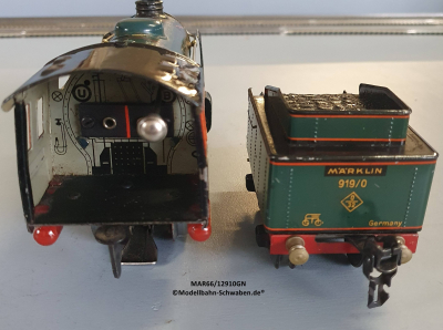 Märklin R66/12910GN Spur 0, Dampflok elektrisch 20V, mit Tender R919/0, Grün