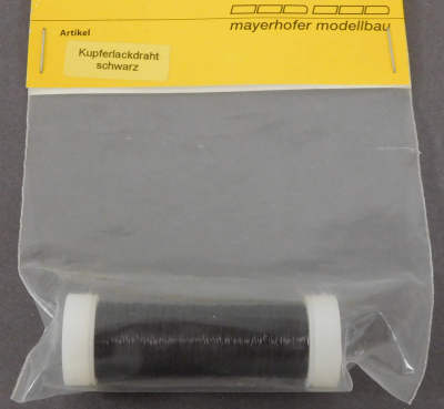 Mayerhofer 242531 Lackisolierter Kupferdraht, 0,15 mm Durchmesser, Spule 100 m, Schwarz