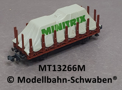 Minitrix 13266M N Rungenwagen, Klm 441, Plane (hellgrau) Minitrix