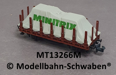 Minitrix 13266M N Rungenwagen, Klm 441, Plane (hellgrau) Minitrix