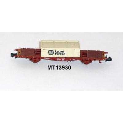 Minitrix 13930 N Container-Tragwagen, ein Container ICI Lacke Farben, DB