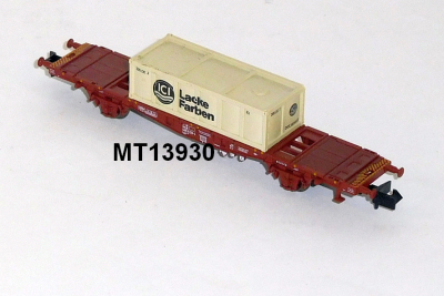 Minitrix 13930 N Container-Tragwagen, ein Container ICI Lacke Farben, DB
