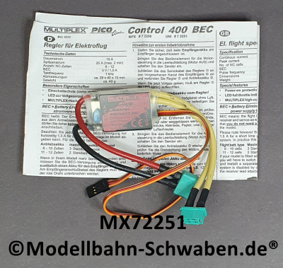 Multiplex 72251 E-Regler PICO-CONTROL 400, 20/12BEC, UNI, MPX