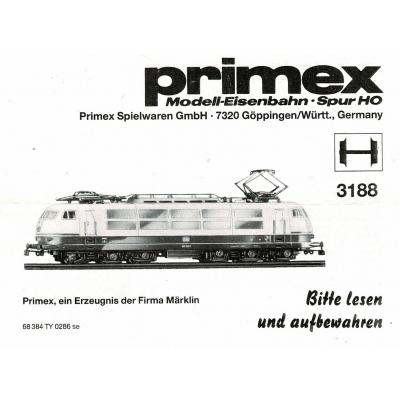 Primex 68384 H0 Gebrauchsanleitung für E-Lok 3188 Ausgabe 02/86