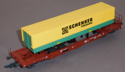 Roco 46356 H0 Taschenwagen m.Sattelauflieger Schenker, DB, OVP