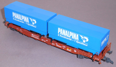 Roco 46361 H0 Taschenwagen m.Wechselbrücken Panalpina, DB, OVP