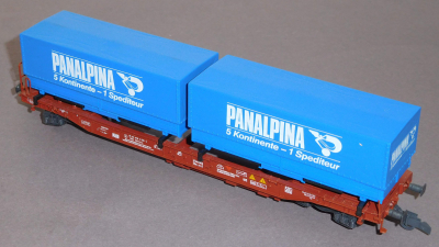Roco 46361 H0 Taschenwagen m.Wechselbrücken Panalpina, DB, OVP