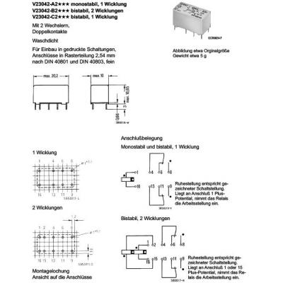 Siemens V23042 B1212 X005 Relais bistabil 2xDC8,5V 2U